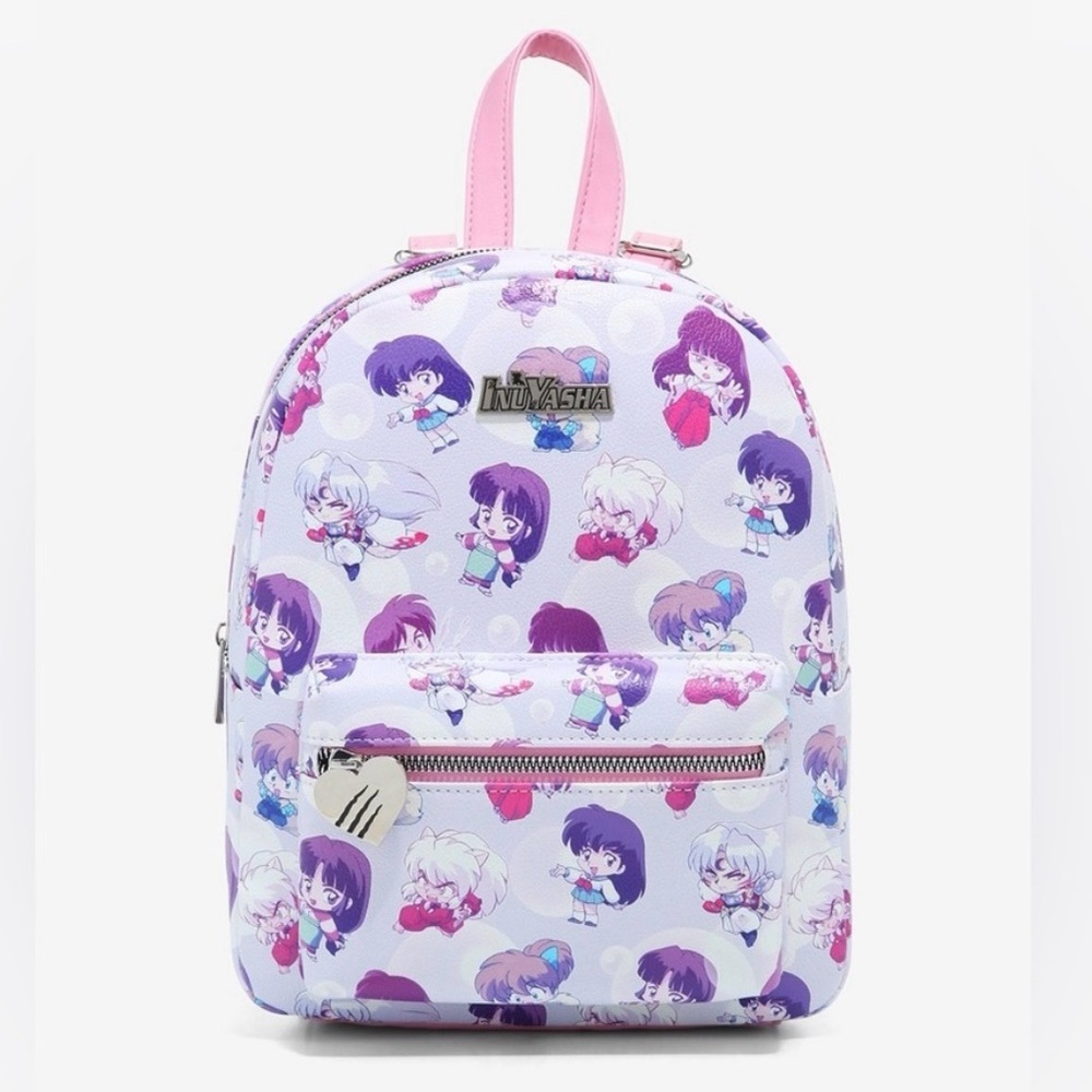 NWOT Bioworld Inuyasha Chibi Anime AOP Mini Backpack Purple Kawaii